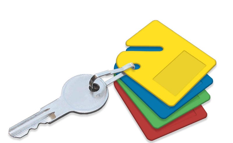 Lucky Line Square Slotted Cabinet Key Tag with Hook in Assorted Colors, 100 Blank Tags (26600) - Image 2